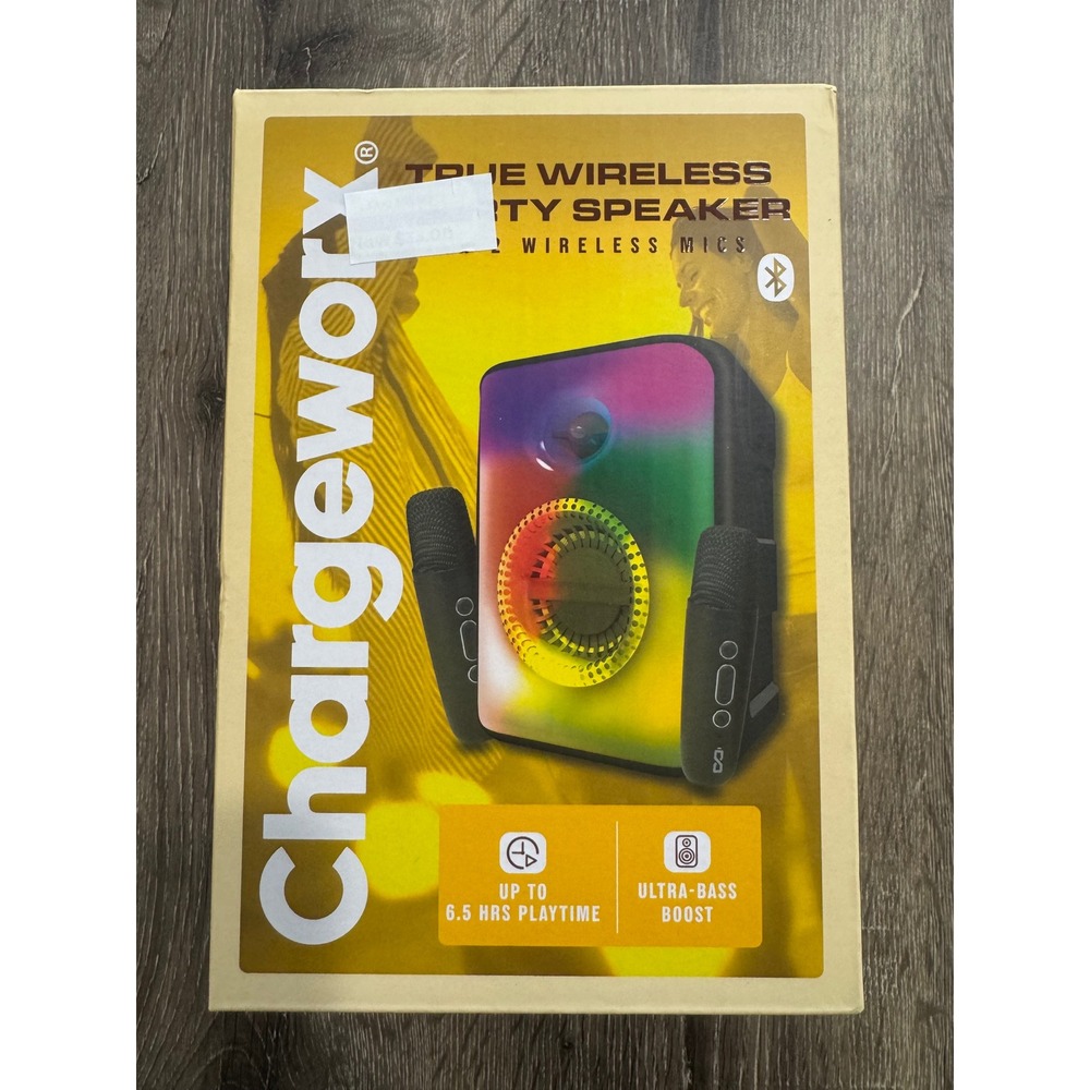 Chargeworx True Wireless Party Speaker 2 Wireless Mics Bluetooth LED KH131BKBlac